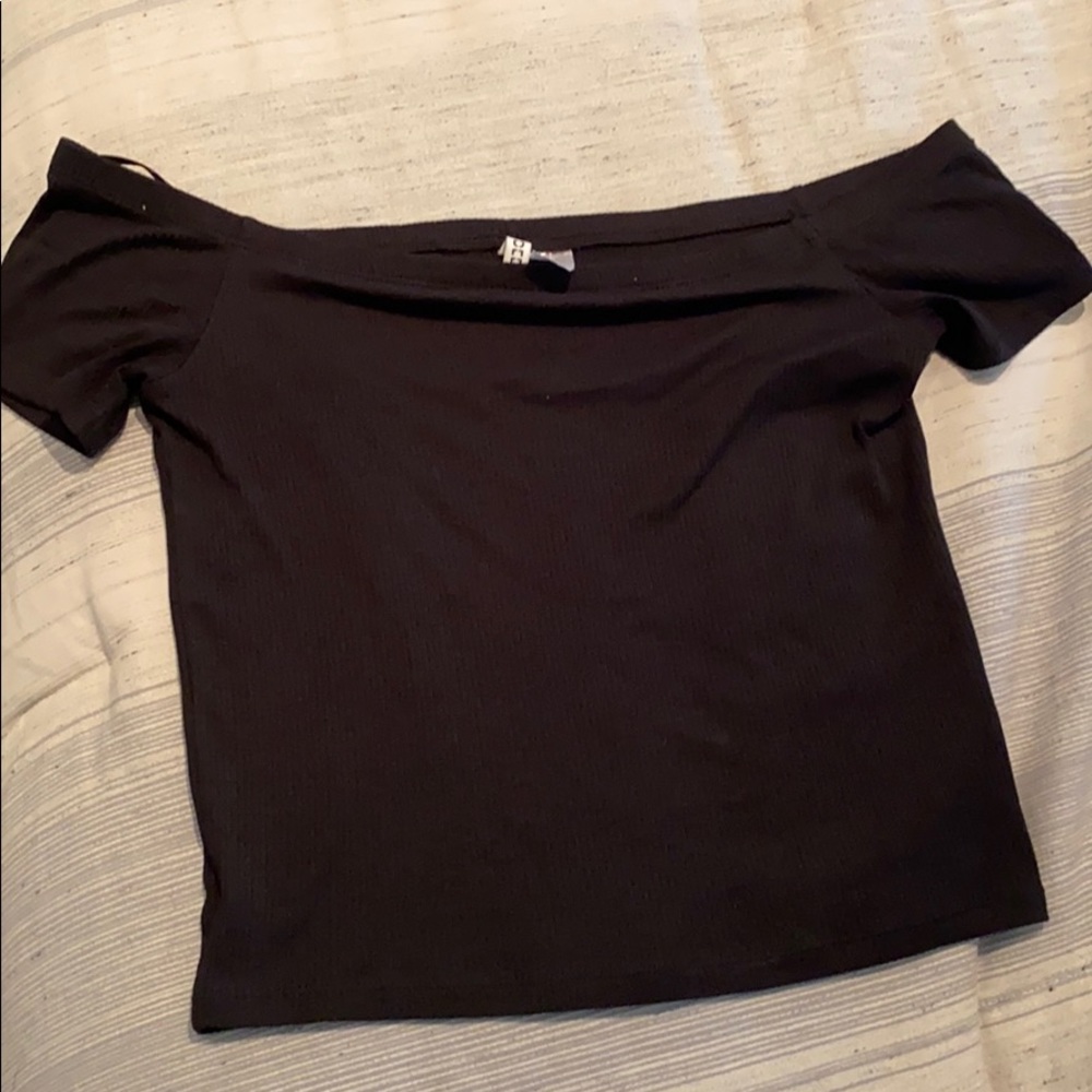 Cropped off the shoulder black top